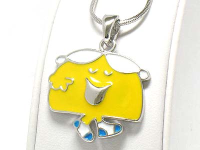 Made in korea whitegold plating enamel cover cartoon character little ms chatterbox pendant necklace