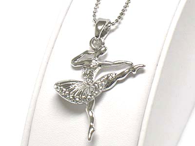 Made in korea whitegold plating crystal ballerina necklace