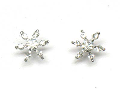 Made in korea whitegold plating crystal snow flake earring 