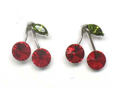 Made in korea whitegold plating crystal cherry earring 