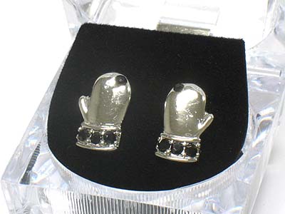 Crystal stone stud gloves earring - ice cube