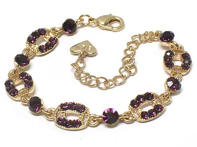 Boutique style crystal deco oval pattern bracelet 