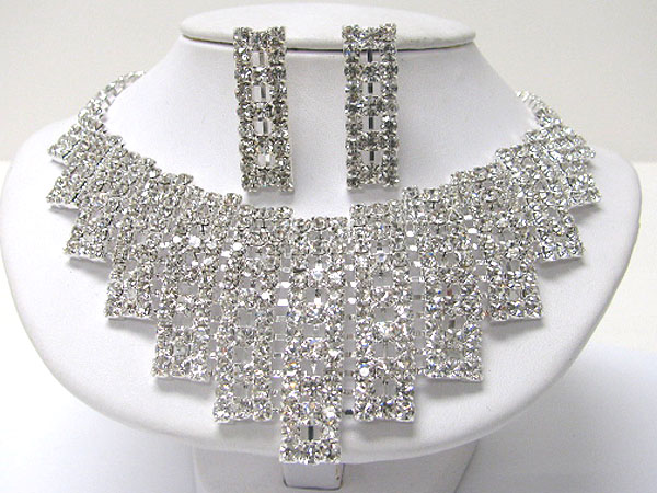 Luxury rhinestone party necklace earring set