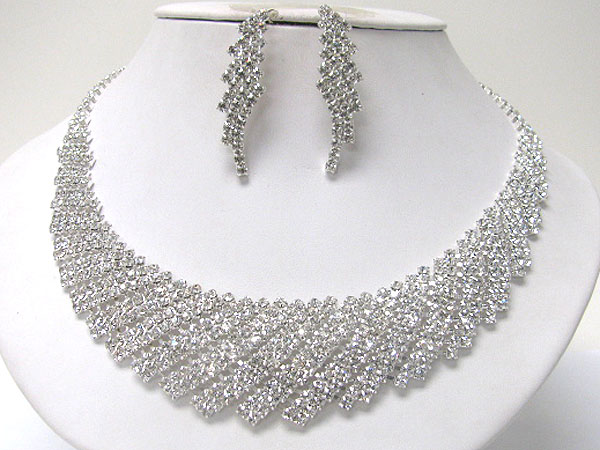 Luxury rhinestone party necklace earring set