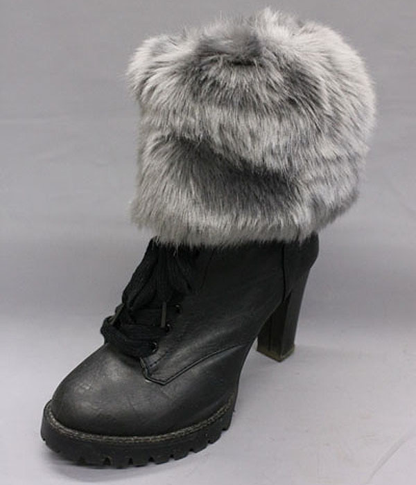 A pair of 100% polyester solid color boots topper