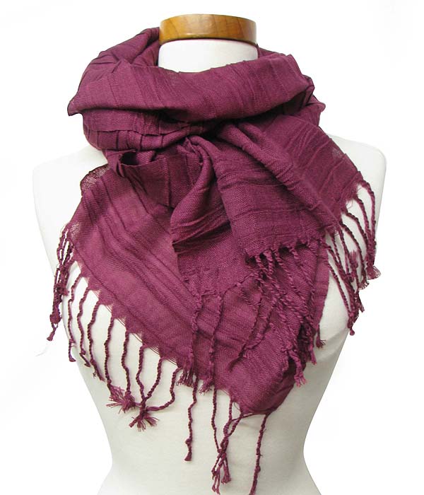 100% acryl rouched solid skinny scarf