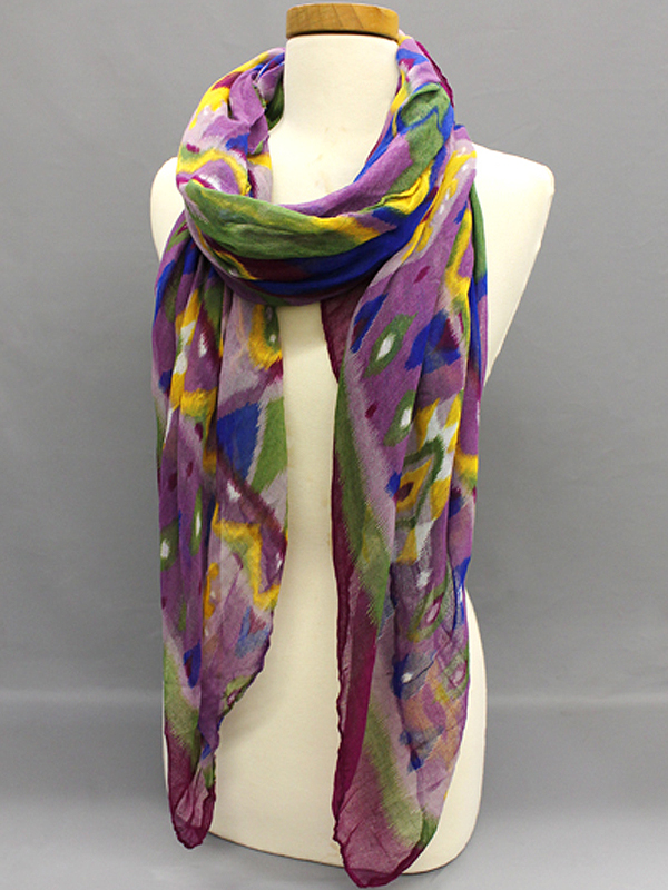 100% polyester ikat geo pattern scarf