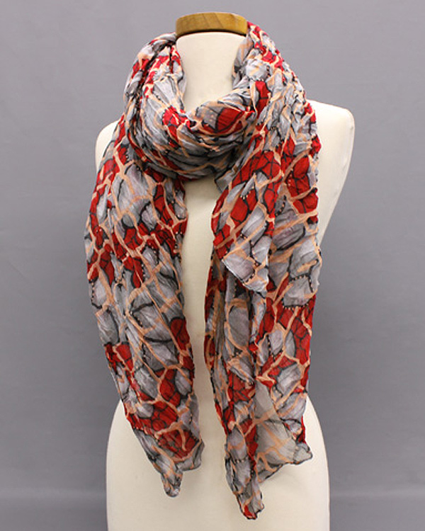 100% polyester labyrinth pattern scarf