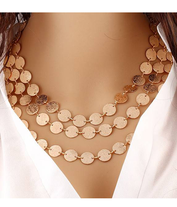 Etsy style triple layer gold coin necklace