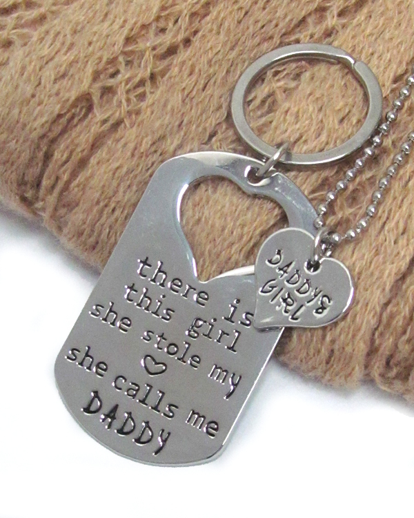 Daddy and girl necklace and key charm set - she calls me daddy