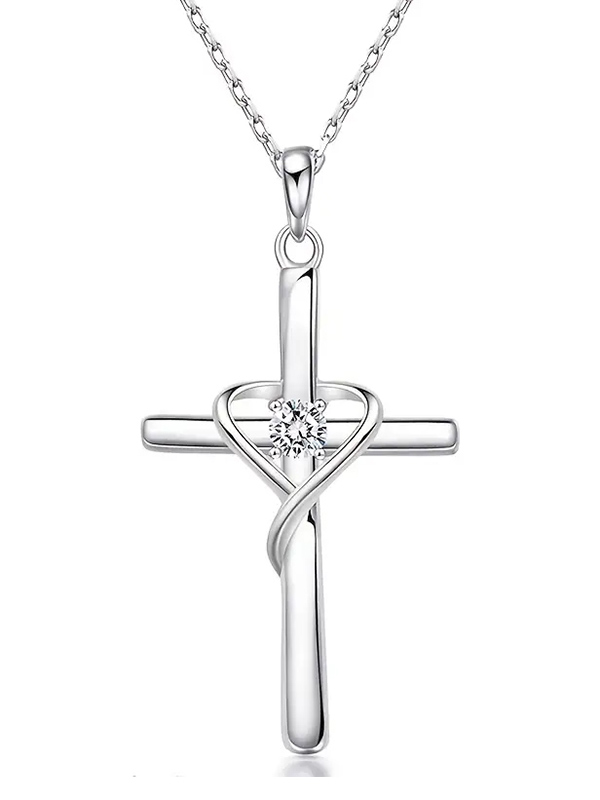 Heart and cross pendant necklace