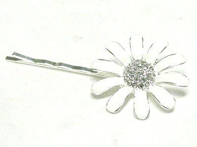 Crystal and metal epoxy flower haip pin