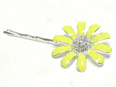 Crystal and metal epoxy flower haip pin