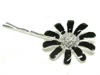 Crystal and metal epoxy flower haip pin