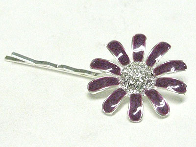 Crystal and metal epoxy flower haip pin