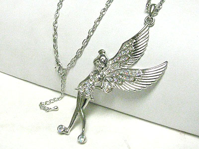 Crystal angel pendant neckalce