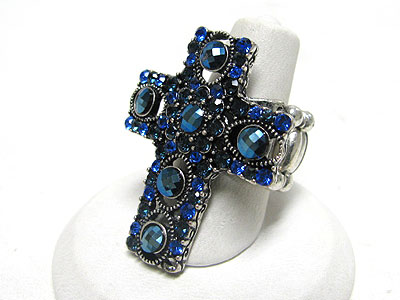 Crystal cross stretch ring