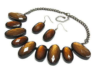 Large multi epoxy stone link necklace set