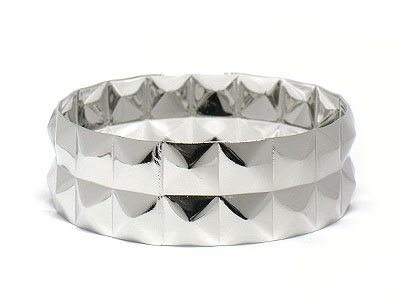 Double row metal bangle bracelet