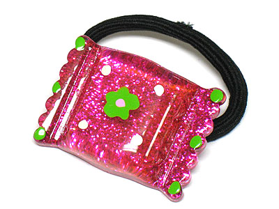 Candy shape glittering acryl kids pony tail holder