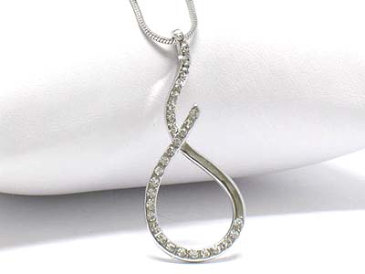 Made in korea whitegold plating crystal stud knot shape necklace 