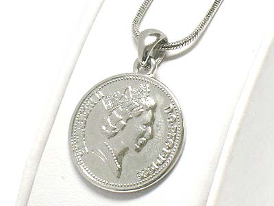 Made in korea whitegold plating  coin pendant necklace