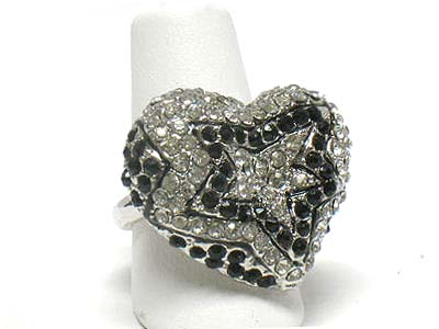 Crystal stud heart shape ring 