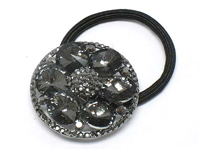 Crystal and cubic zirconia round deco pony tail holder