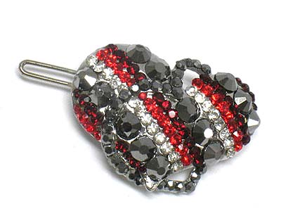 Crystal stud heart shape hair pin