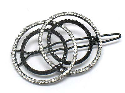 Crystal stud dual circle link hair pin