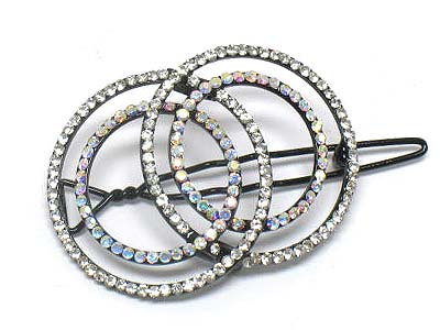 Crystal stud dual circle link hair pin