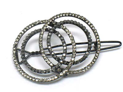 Crystal stud dual circle link hair pin