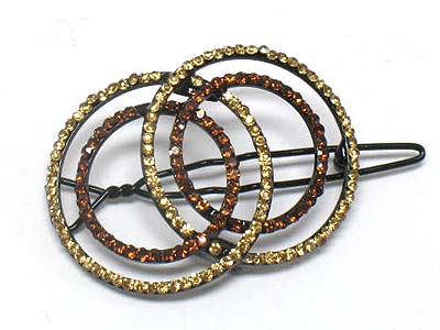 Crystal stud dual circle link hair pin