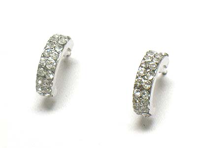 Made in korea whitegold plating crystal small half ring earring 