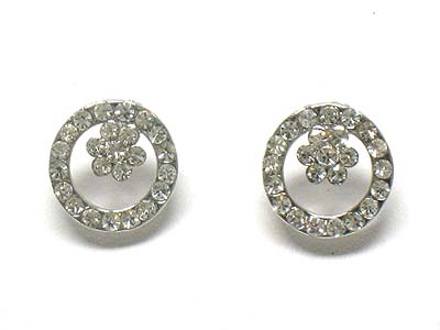 Made in korea whitegold plating crystal round earring 