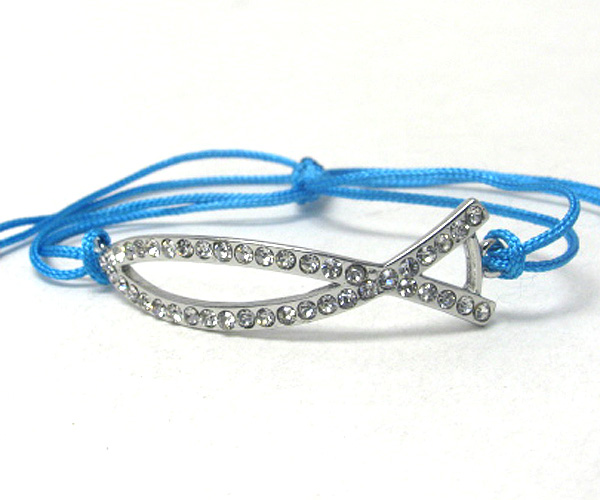 Crystal the fish braided yarn friendship bracelet