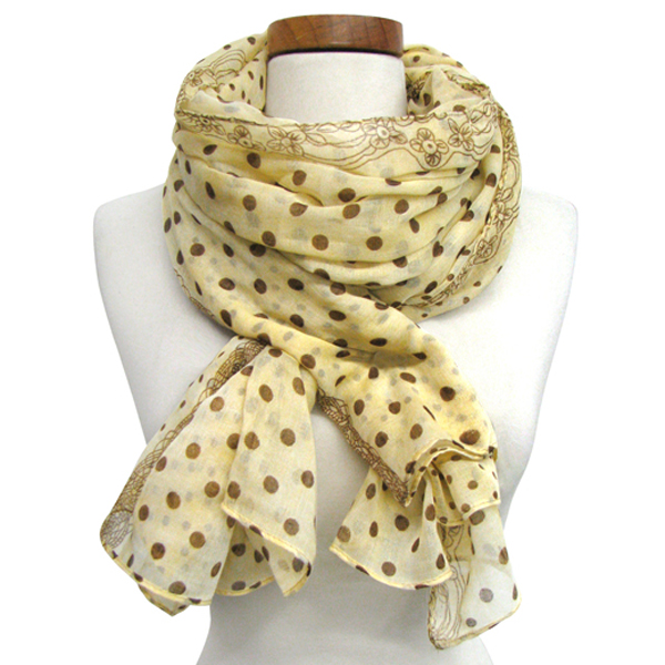 100% polyester twin polka dots scarf