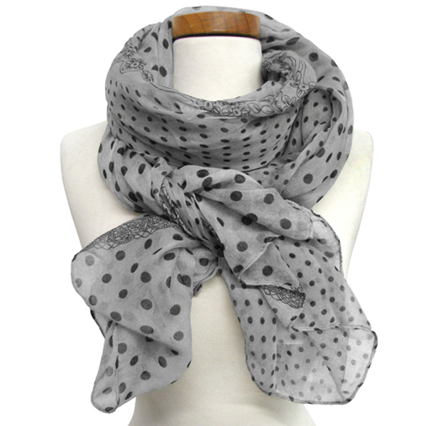 100% polyester twin polka dots scarf