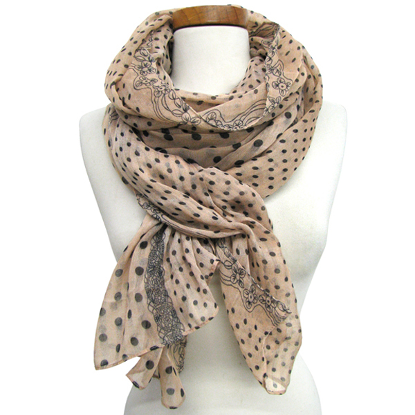 100% polyester twin polka dots scarf