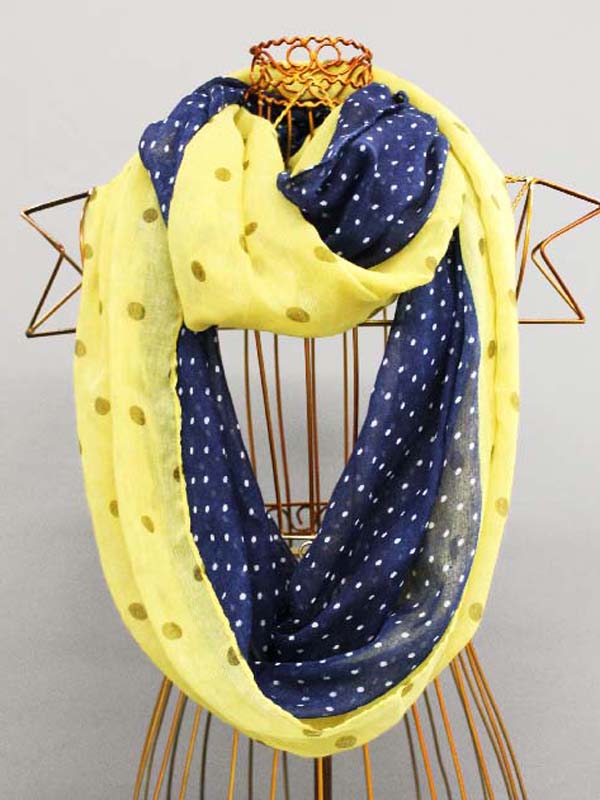 Two tone polka dot poliestere infinity scarf