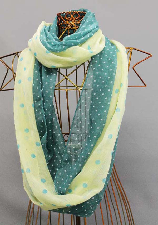 Two tone polka dot poliestere infinity scarf