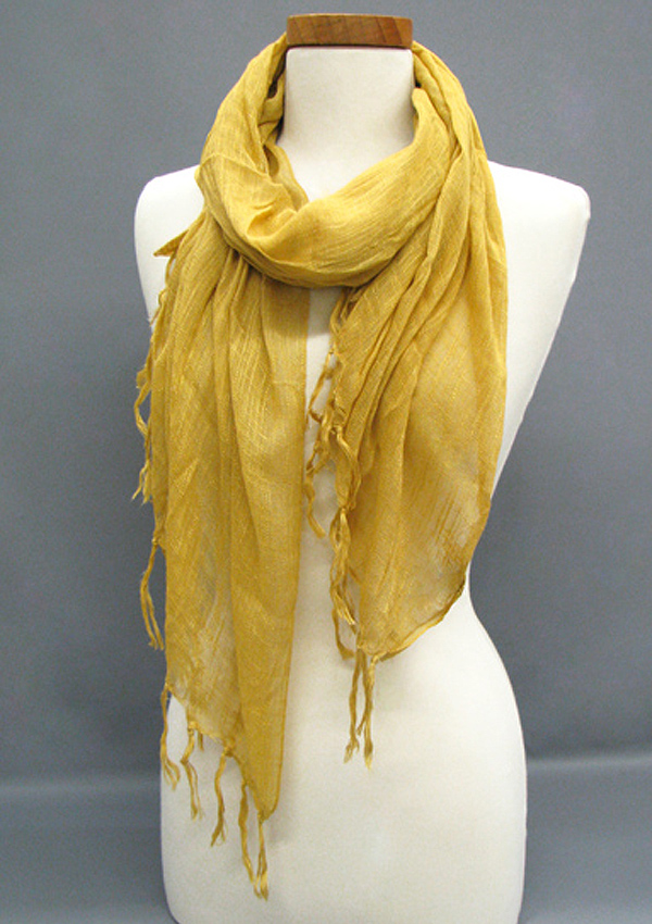 Viscose gauzy fringe scarf