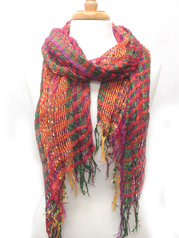 Hand knitting braided yarn necklace scarf