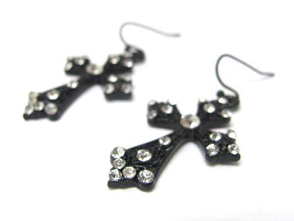 Crystal stud cross earring