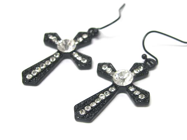 Crystal stud cross earring