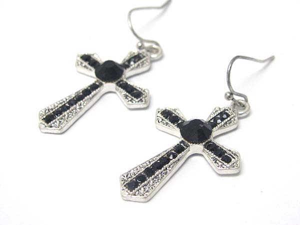 Crystal stud cross earring