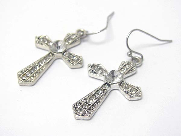 Crystal stud cross earring