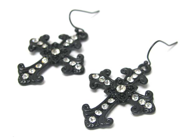 Crystal stud cross earring