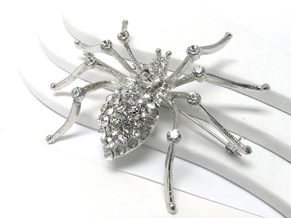 Crystal stud lare spider brooch or pin