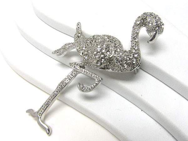 Crystal stud flamingo brooch or pin